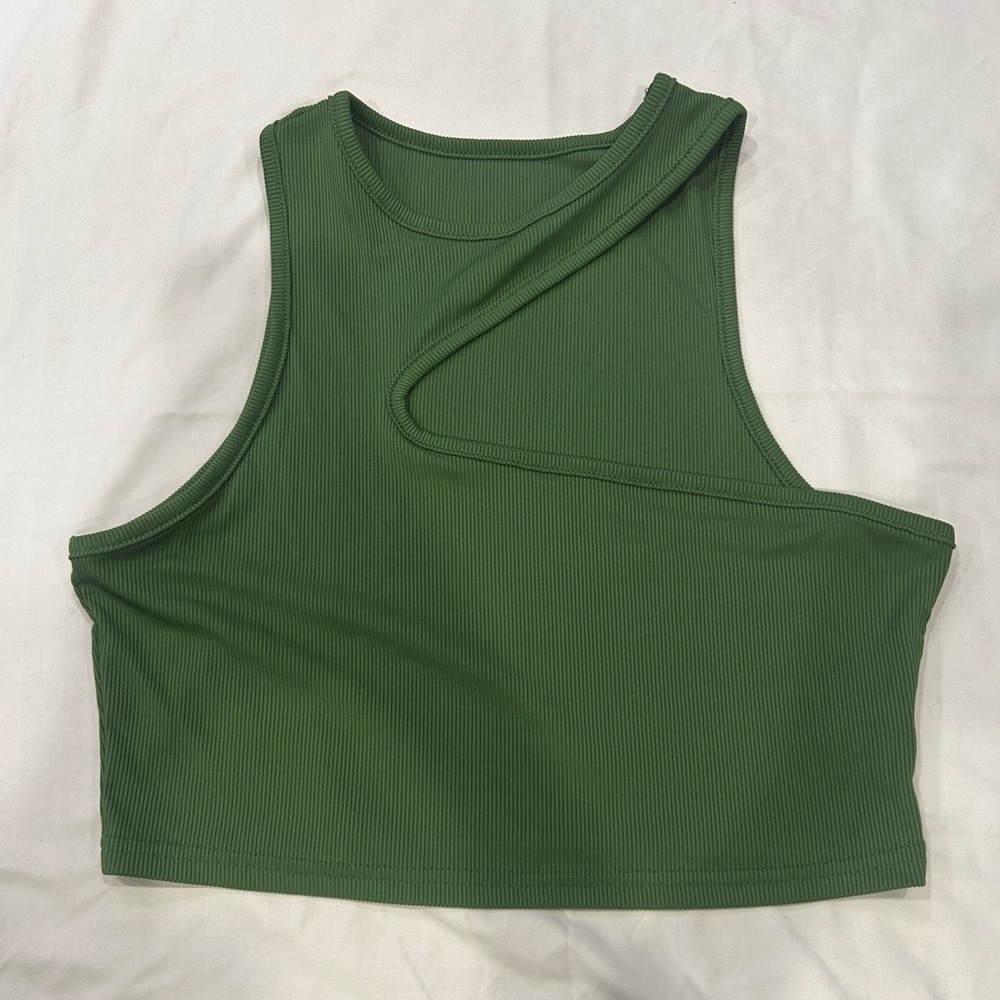 Green Asymmetrical Crop Top
